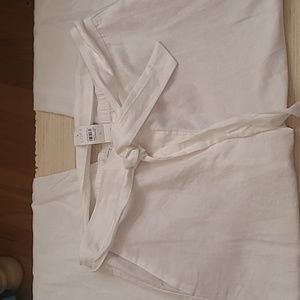 NWT Loft Linen cropped wide-leg pants in White, Size L
